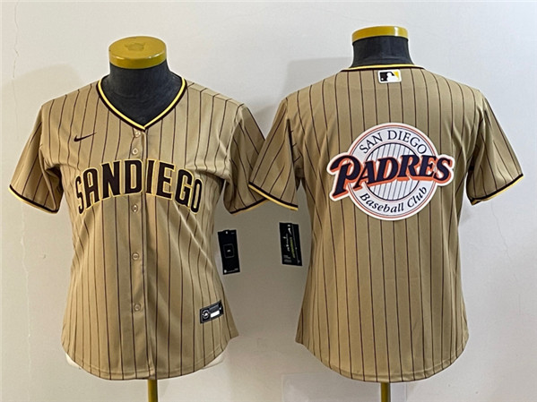 Women's San Diego Padres Tan Team Big Logo Stitched Baseball Jersey(Run Small)